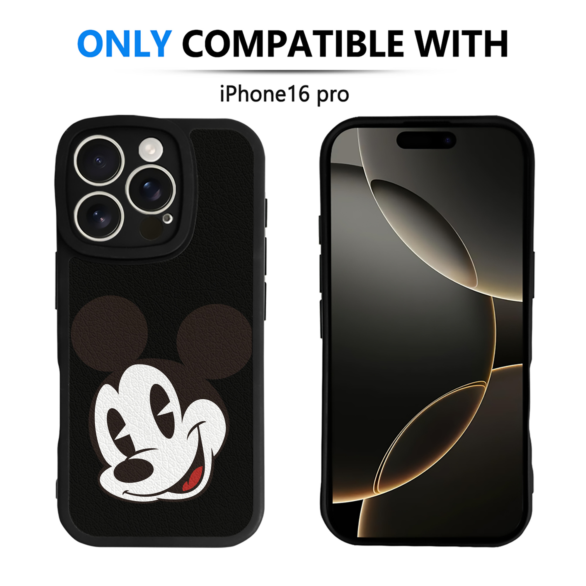 （画像用） ミッキーマウス Mickey Mouse 【iPhone 16シリーズ対応】シリコンスマホケース（レザー調） 材質：シリコン